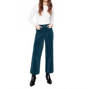 NEW CHARLIE B patch pocket flare corduroy pants in evergreen